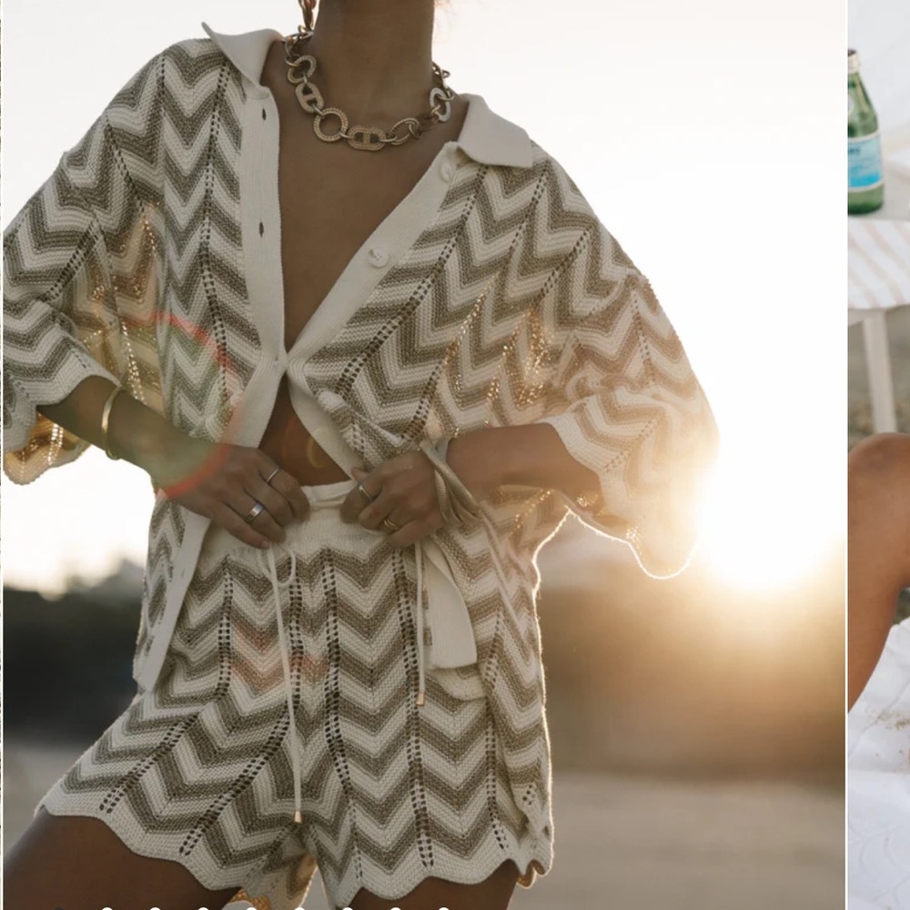 Knit shirt & shorts set